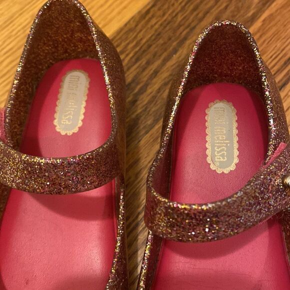 Mini Melissa Multi Colored Glitter Mary Jane Flats size 8 Toddler - Picture 4 of 10